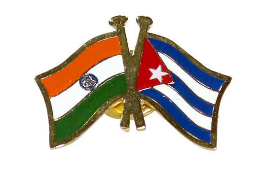 India-Other Country Cross Flag Brass Lapel Pin/Brooch/Badge for Clothing (Cuba)