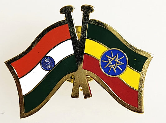 India-Other Country Cross Flag Brass Lapel Pin/Brooch/Badge for Clothing (Ethiopia)