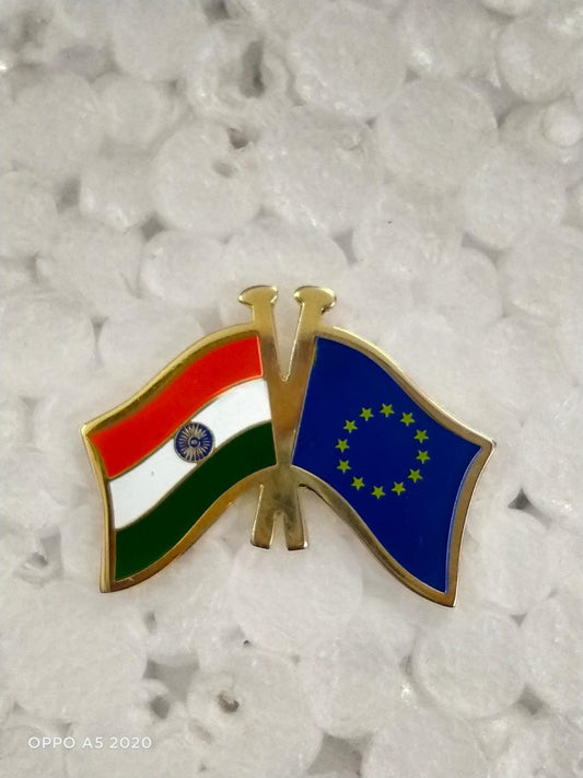 India-Other Country Cross Flag Brass Lapel Pin/Brooch/Badge for Clothing  European Union (EU)