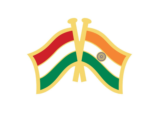 India-Other Country Cross Flag Brass Lapel Pin/Brooch/Badge for Clothing HUNGARY