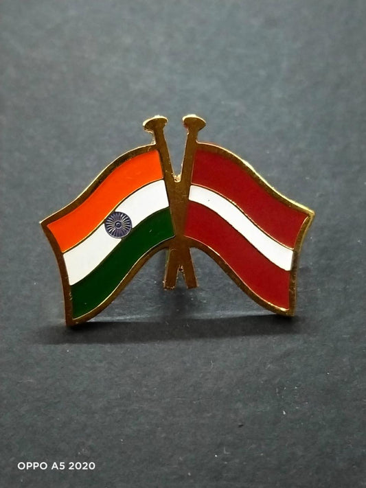 India-Other Country Cross Flag Brass Lapel Pin/Brooch/Badge for Clothing Latvia