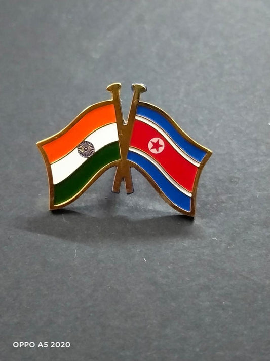 India-Other Country Cross Flag Brass Lapel Pin/Brooch/Badge for Clothing NORTH KOREA