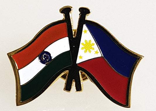 India-Other Country Cross Flag Brass Lapel Pin/Brooch/Badge for Clothing Philippines