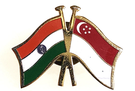 India-Other Country Cross Flag Brass Lapel Pin/Brooch/Badge for Clothing Singapore