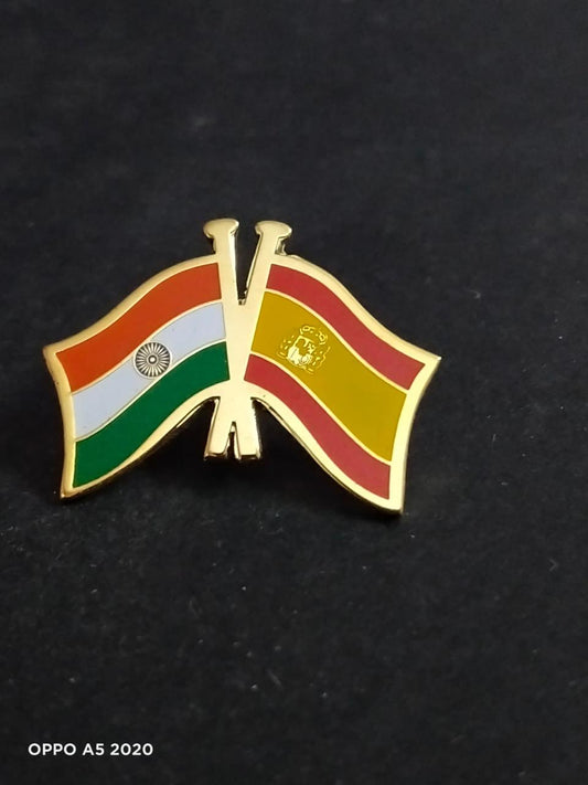 India-Other Country Cross Flag Brass Lapel Pin/Brooch/Badge for Clothing SPAIN