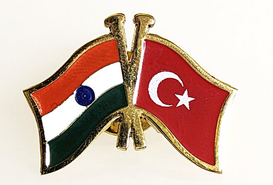 India-Other Country Cross Flag Brass Lapel Pin/Brooch/Badge for Clothing TURKEY
