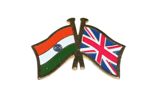 India-Other Country Cross Flag Brass Lapel Pin/Brooch/Badge for Clothing UK (UNITED KINGDOM)
