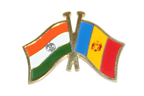 India-Other Country Cross Flag Brass Lapel Pin/Brooch/Badge for Clothing (MOLDOVA)