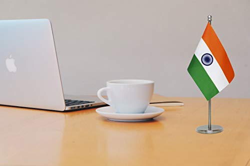 FlagSource Indian Miniature Flag with a Royal Stainless Steel Stand