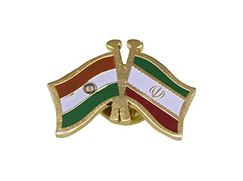 India-Iran Cross Flag Brass Lapel Pin/Brooch/Badge for Clothing (Iran)