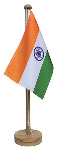 FlagSource Indian 6" x 9" Miniature Table Flag with A Round Wooden Base