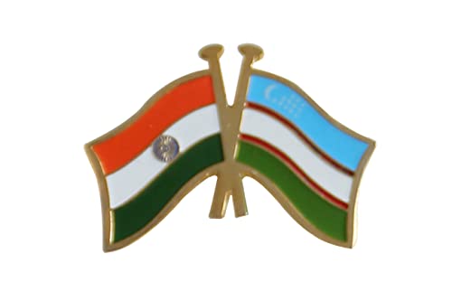 India-Other Country Cross Flag Brass Lapel Pin/Brooch/Badge for Clothing (UZBEKISTAN)