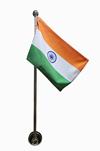 FlagSource Car Fender Flag Stand in Premium Stainless Steel and Premium Indian Flag