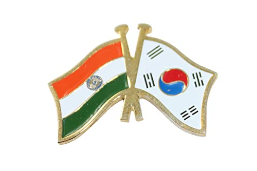 India-Other Country Cross Flag Brass Lapel Pin/Brooch/Badge for Clothing (KOREA)