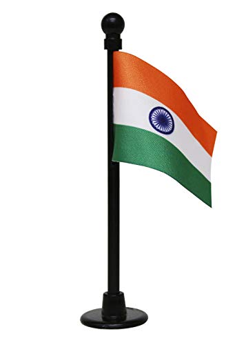 FlagSource Indian Miniature Car Dashboard Flag with Nano ABS Base (Chrome)