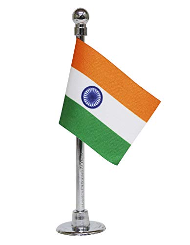 FlagSource Indian Miniature Car Dashboard Flag with Nano ABS Base (Chrome)