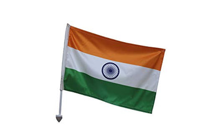 FlagSource Indian National Car Window Flag of Size 12"x18" with Flexible Stand