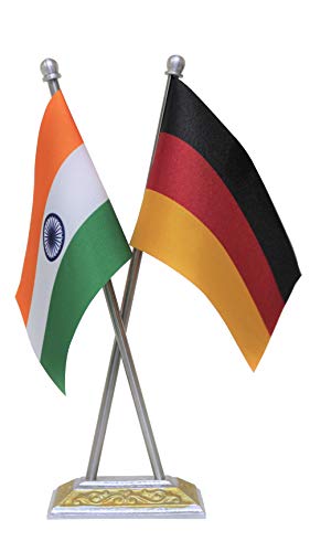 FlagSoure India and Other Country Miniature Criss-Cross Flag with an Elegant Aluminium Stand (Germany)