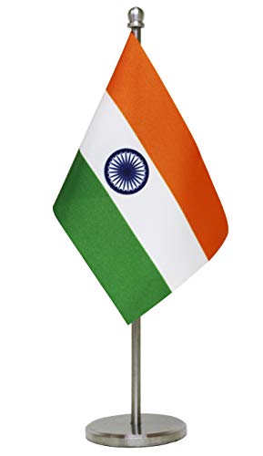 FlagSource Indian Miniature Flag with a Royal Stainless Steel Stand