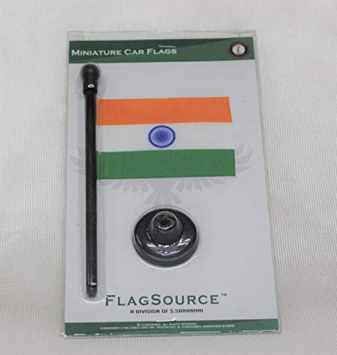 FlagSource Indian Miniature Car Dashboard Flag with Nano ABS Base (Chrome)