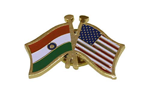 India-USA Cross Flag Brass Lapel Pin/Brooch/Badge for Clothing (USA)