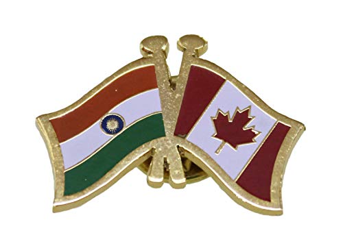 India-Canada Cross Flag Brass Lapel Pin/Brooch/Badge for Clothing (Canada)