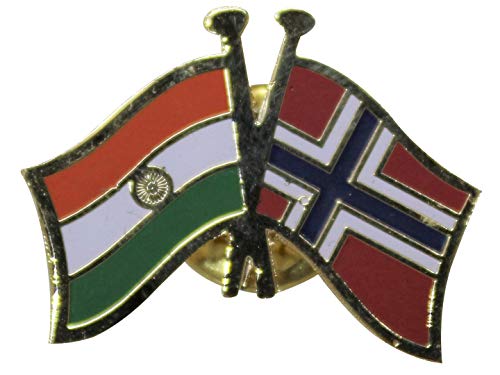 India-Norway Cross Flag Brass Lapel Pin/Brooch/Badge for Clothing (Norway)