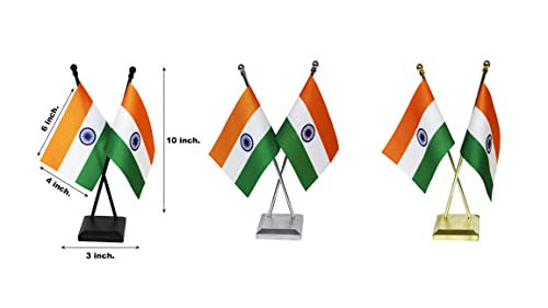 FlagSource India-Maharashtra Police Criss-Cross Miniature Table Flags with A Base (Black)