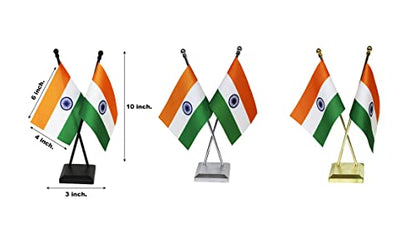 FlagSource India-Maharashtra Police Criss-Cross Miniature Table Flags with A Base (Black)