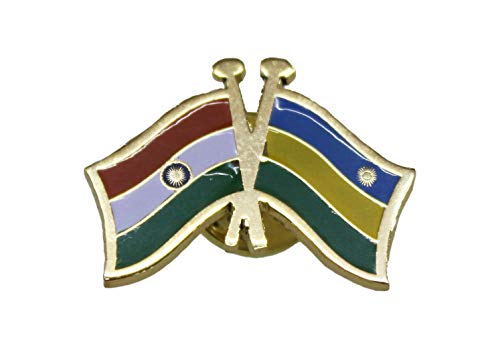 India-Rwanda Cross Flag Brass Lapel Pin/Brooch/Badge for Clothing (Rwanda)