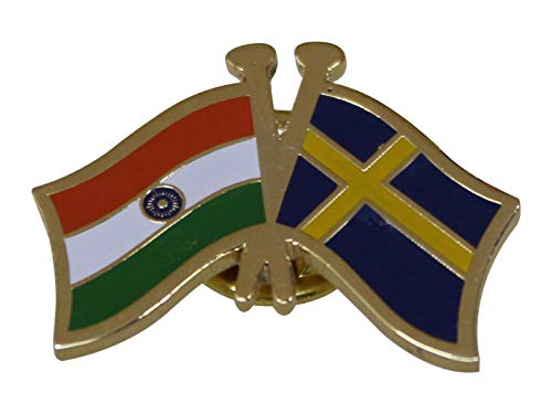 India-Other Country Cross Flag Brass Lapel Pin/Brooch/Badge for Clothing (Sweden)