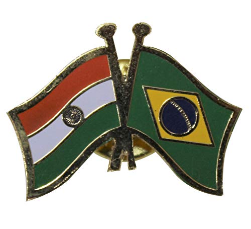 India-Brazil Cross Flag Brass Lapel Pin/Brooch/Badge for Clothing (Brazil)