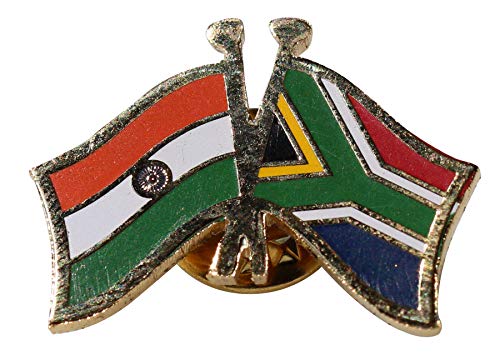 India-South Africa Cross Flag Brass Lapel Pin/Brooch/Badge for Clothing (South Africa)